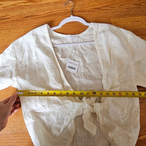 Monday Beachwear Hamptons In White Linen Coastal Preppy Top Size Small - Picture 6 of 8